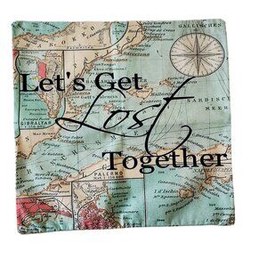 Smilyard World Map Pillow Cover Lets Get Lost Together